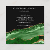 Green Black Gold Glitter Agate Beauty Stylist Vierkante Visitekaartje (Achterkant)