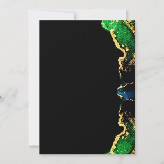 Green Black Gold Wedding Save the Date (Achterkant)