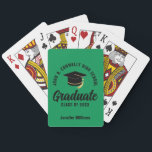 Green Black Graduate Custom Graduation Pokerkaarten<br><div class="desc">This modern green and black custom senior graduate playing cards deck features classy typography of your high school or college name for the class of 2026. Customize with your graduating year under the chic handwritten script and grad cap for a great personalized graduation party favor.</div>