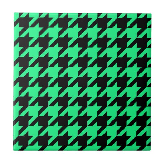Green Black Houndstooth-controle Tegeltje (Voorkant)