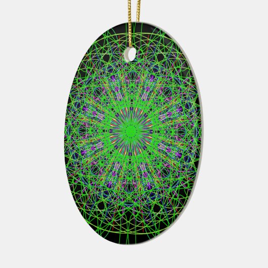 Green Black Kaleidoscope Mandala Art Keramisch Ornament (Links)