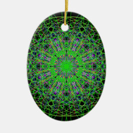 Green Black Kaleidoscope Mandala Art Keramisch Ornament