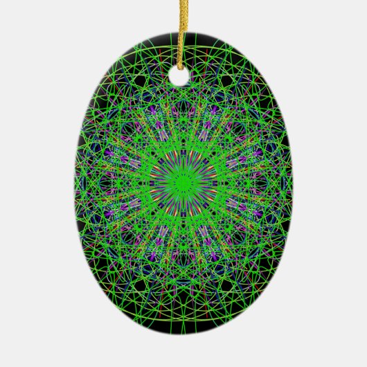 Green Black Kaleidoscope Mandala Art Keramisch Ornament (Voorkant)
