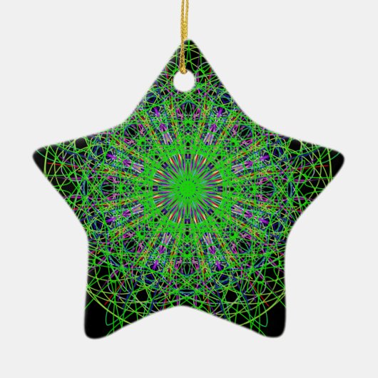 Green Black Kaleidoscope Mandala Art Keramisch Ornament (Voorkant)