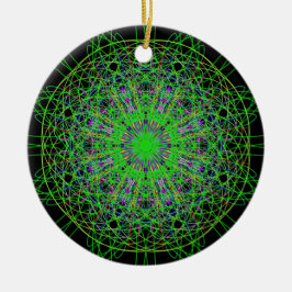 Green Black Kaleidoscope Mandala Art Keramisch Ornament