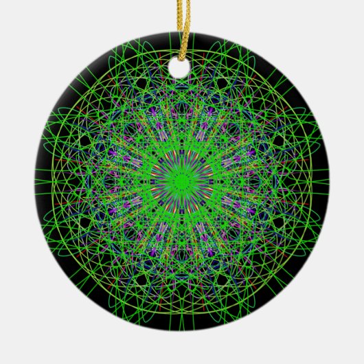Green Black Kaleidoscope Mandala Art Keramisch Ornament (Voorkant)