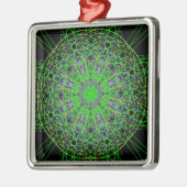 Green Black Kaleidoscope Mandala Art Metalen Ornament (Links)