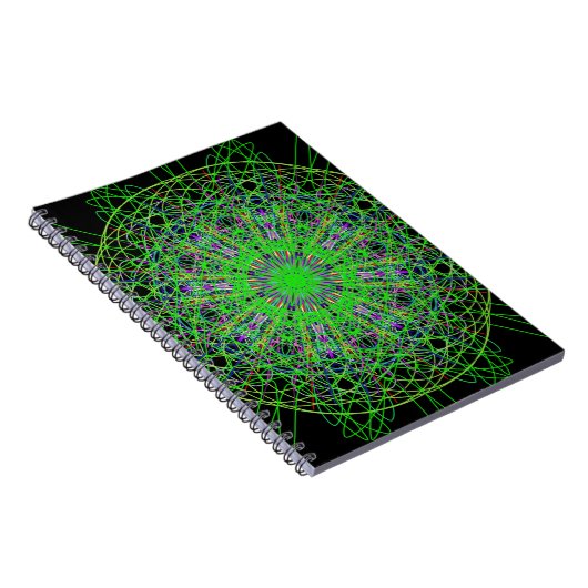 Green Black Kaleidoscope Mandala Art Notitieboek (Rechterzijde)
