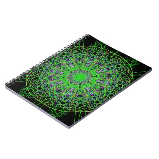 Green Black Kaleidoscope Mandala Art Notitieboek (Linkerzijde)
