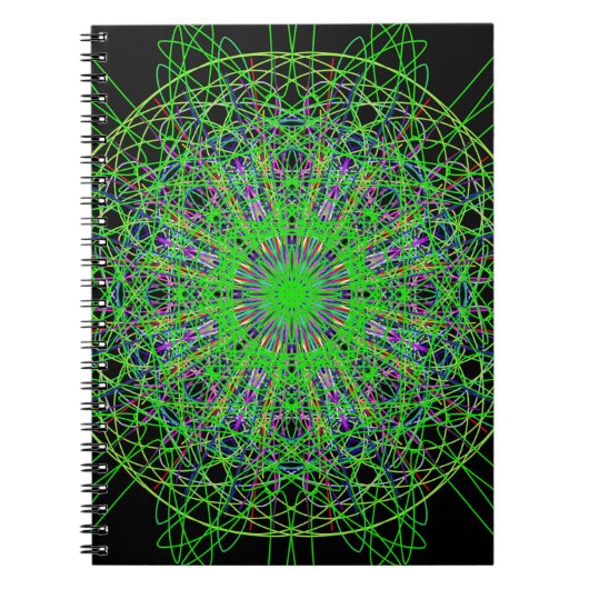 Green Black Kaleidoscope Mandala Art Notitieboek (Voorkant)