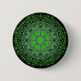 Green Black Kaleidoscope Mandala Art Ronde Button 5,7 Cm