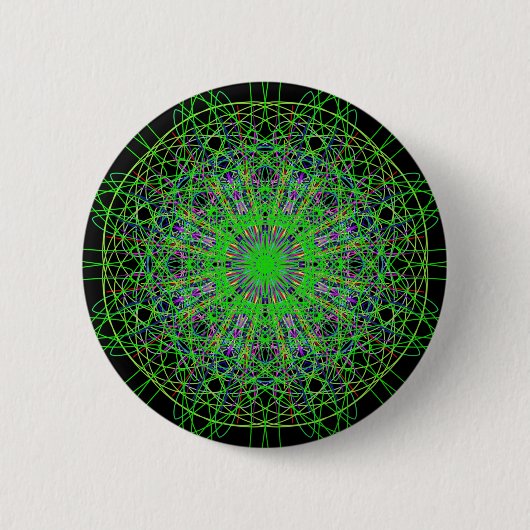 Green Black Kaleidoscope Mandala Art Ronde Button 5,7 Cm (Voorkant)