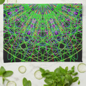 Green Black Kaleidoscope Mandala Art Theedoek (Gevouwen)