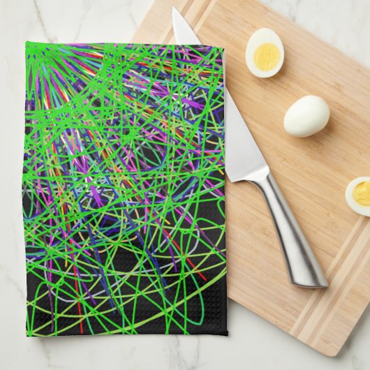 Green Black Kaleidoscope Mandala Art Theedoek (Quarter Fold)