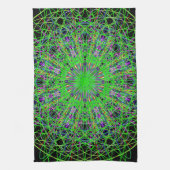 Green Black Kaleidoscope Mandala Art Theedoek (Verticaal)