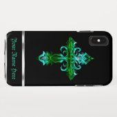 Green Black Medieval Cross iPhone XS Max Hoesje (Achterkant (horizontaal))