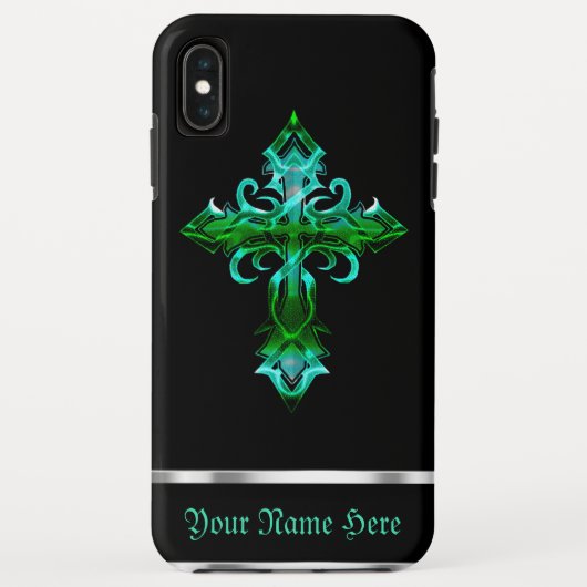 Green Black Medieval Cross iPhone XS Max Hoesje (Achterkant)