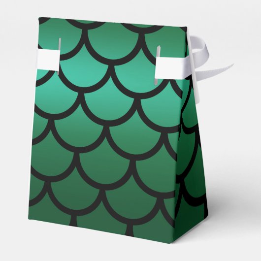 Green Black Mermaid Scales Fantasy Birthday Party Bedankdoosjes (Achterkant)