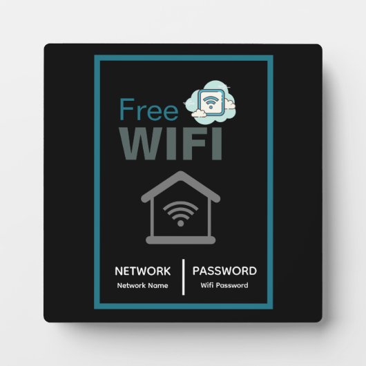 Green Black Minimalist Free Wifi Network Internet Fotoplaat (Voorkant)