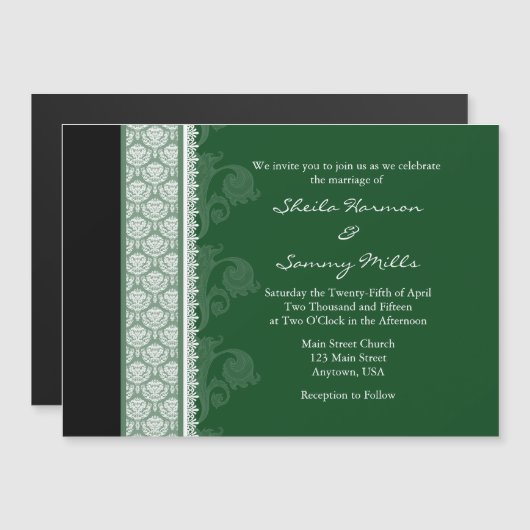 Green Black Modern Magnetic Wedding Invitation Magnetische Uitnodiging (Voorkant / Achterkant)