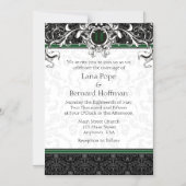 Green Black Monogram Magnetic Wedding Invitation Magnetische Uitnodiging (Voorkant)