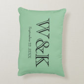 Green & black monogram wedding keepsake  accent kussen (Achterkant (Verticaal))