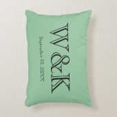 Green & black monogram wedding keepsake  accent kussen (Voorkant(Verticaal))