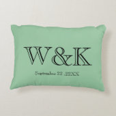 Green & black monogram wedding keepsake  accent kussen (Achterkant)