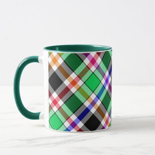 Green Black Multicolour Flannel Plaid Tartan Mok (Links)