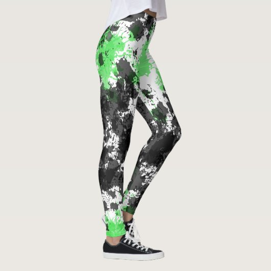 Green Black Paint Splat Leggings (Rechts)