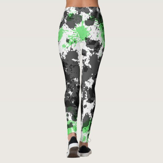 Green Black Paint Splat Leggings (Achterkant)