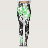 Green Black Paint Splat Leggings (Voorkant)