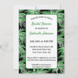 Green Black Palm Tree Modern Summer Shower Party Kaart