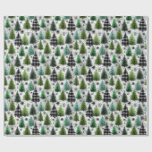Green, Black Plaid & Houndstooth Christmas Pattern Cadeaupapier (Vlak)