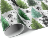 Green, Black Plaid & Houndstooth Christmas Pattern Cadeaupapier (Rol Hoek)