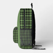 Green Black Plaid Pattern Bedrukte Rugzak (Rechts)