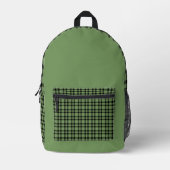 Green Black Plaid Pattern Bedrukte Rugzak (Voorkant)