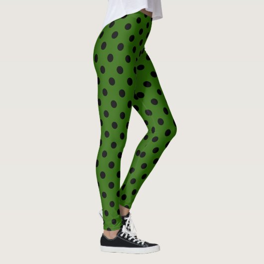 Green Black Polka Dot Pattern Leggings (Rechts)