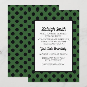 Green Black Polka Dots College Trunk Party Kaart