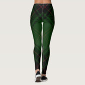 Green Black Red Trendy Diagonal Tartan Pset Leggings (Achterkant)