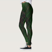 Green Black Red Trendy Diagonal Tartan Pset Leggings (Links)