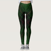 Green Black Red Trendy Diagonal Tartan Pset Leggings (Voorkant)