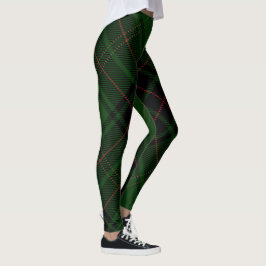 Green Black Red Trendy Diagonal Tartan Pset Leggings