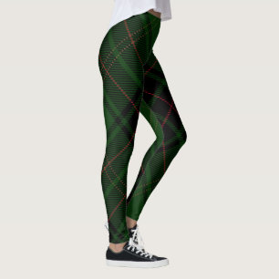 Green Black Red Trendy Diagonal Tartan Pset Leggings