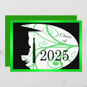 Green & Black Silhouette 2025 Afstudeerfeest Kaart