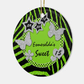 Green Black Silver Zebra Sweet 15 Photo Ornament (Links)