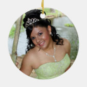 Green Black Silver Zebra Sweet 15 Photo Ornament (Achterkant)