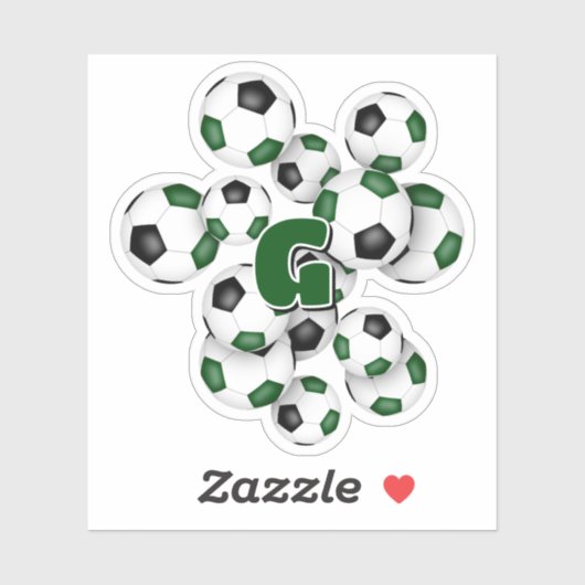 green black soccer balls sticker with monogram (Vel)