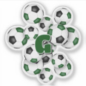 green black soccer balls sticker with monogram (Voorkant)