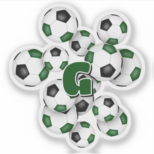 green black soccer balls sticker with monogram (Voorkant)